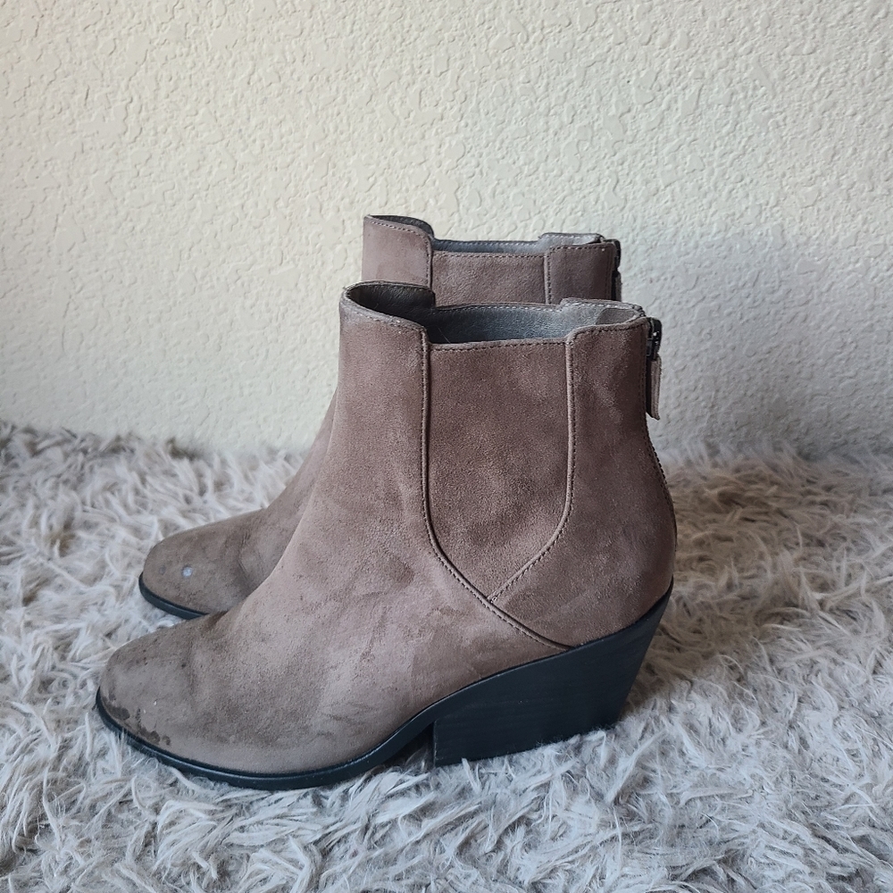 EILEEN FISHER Ankle Boots Booties Taupe Gray Soft Suede Leather Women's … - Picture 2 of 13